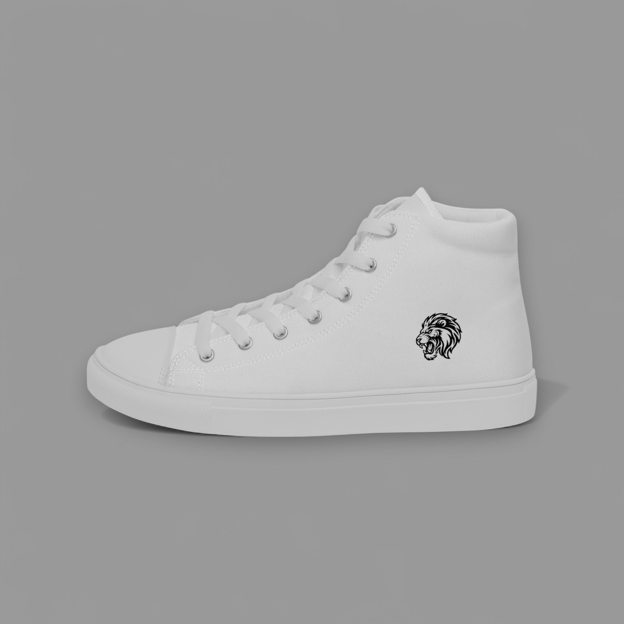 HE WALKS WITH STRENGTH LIONS HIGH TOP SHOE IN WHITE