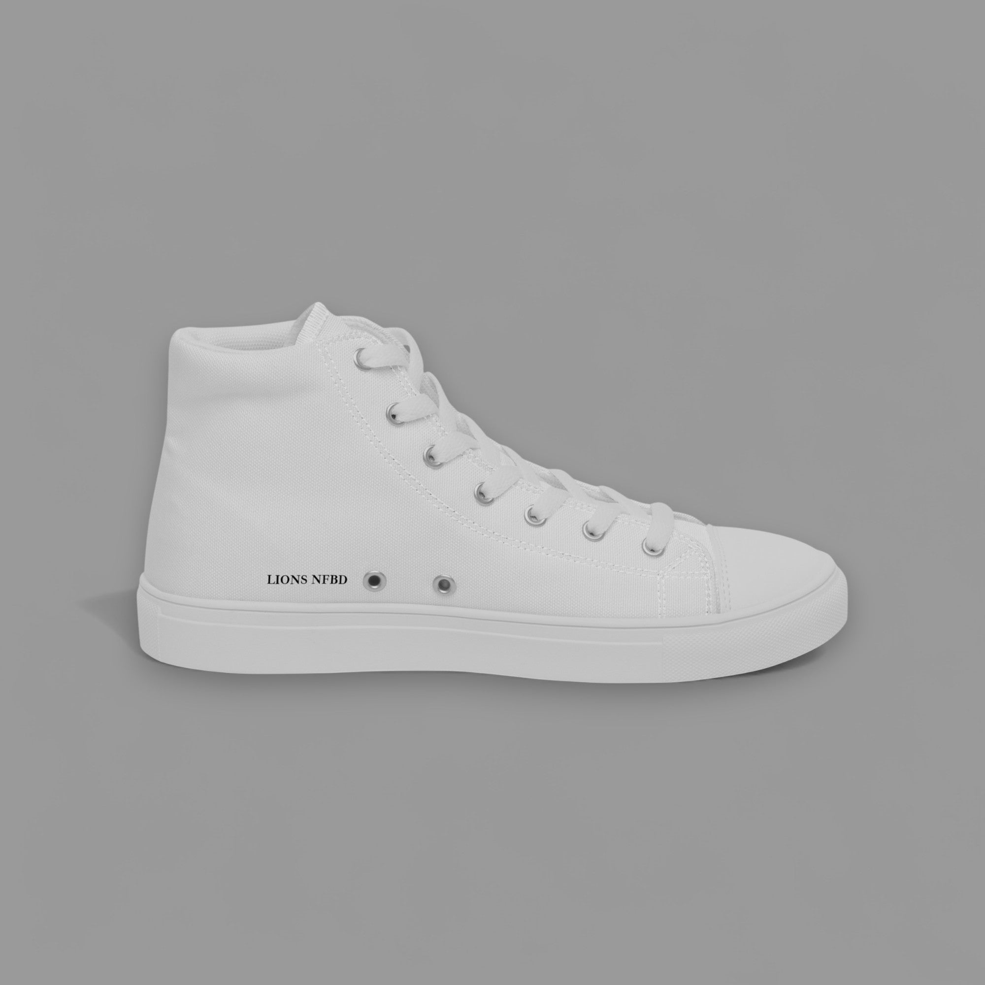 HE WALKS WITH STRENGTH LIONS HIGH TOP SHOE IN WHITE
