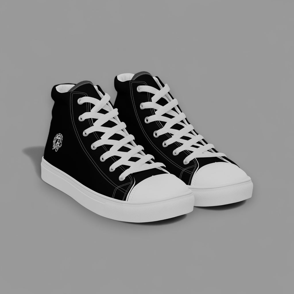 HE WALKS WITH STRENGTH LIONS HIGH TOP SHOE IN BLACK