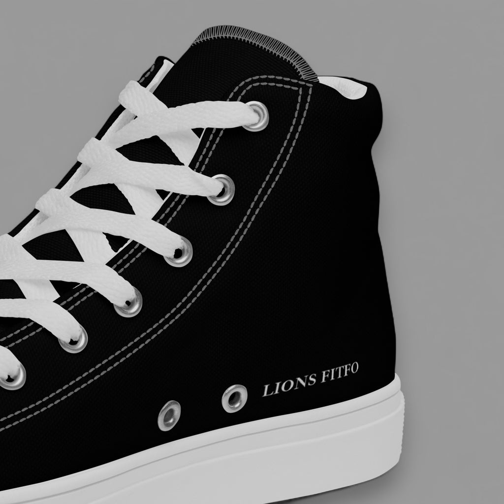 HE WALKS WITH STRENGTH LIONS HIGH TOP SHOE IN BLACK