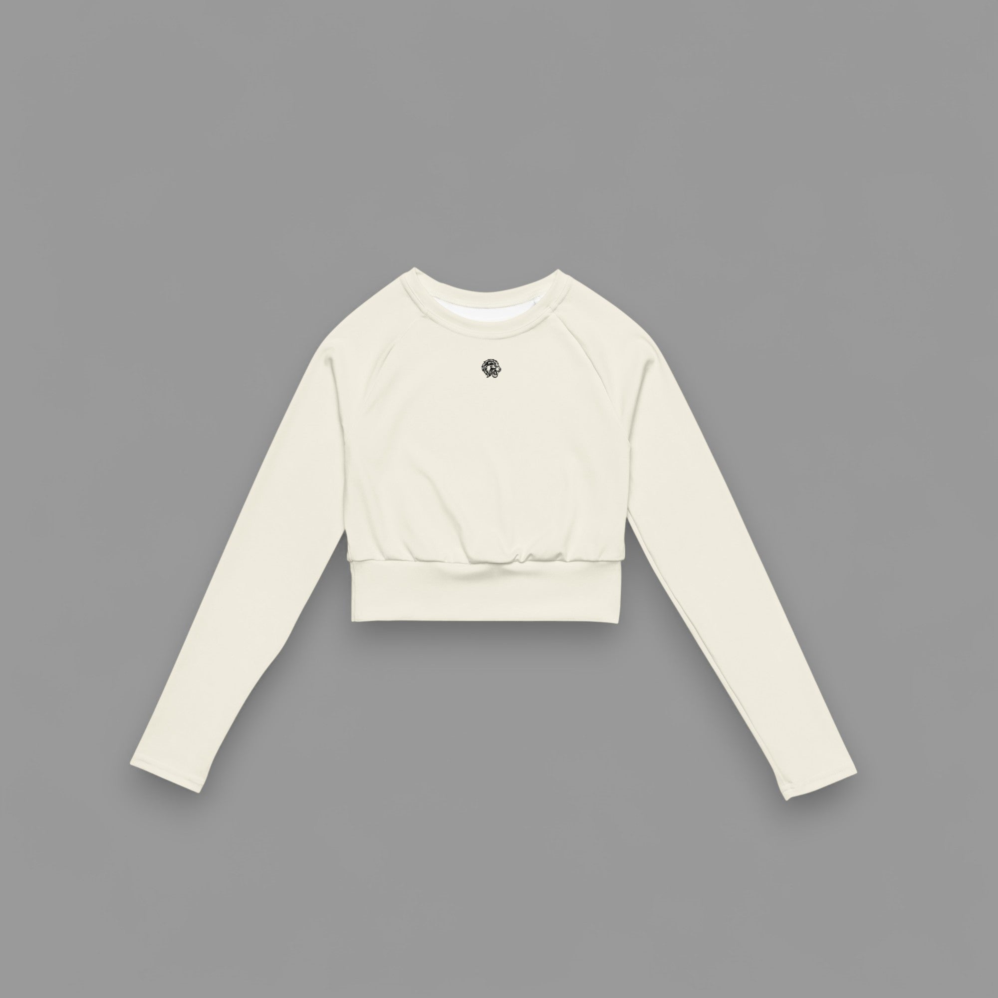 LIONESS "PREMIUM" LONG SLEEVE ATHLETIC CROP TOP IN CREAM