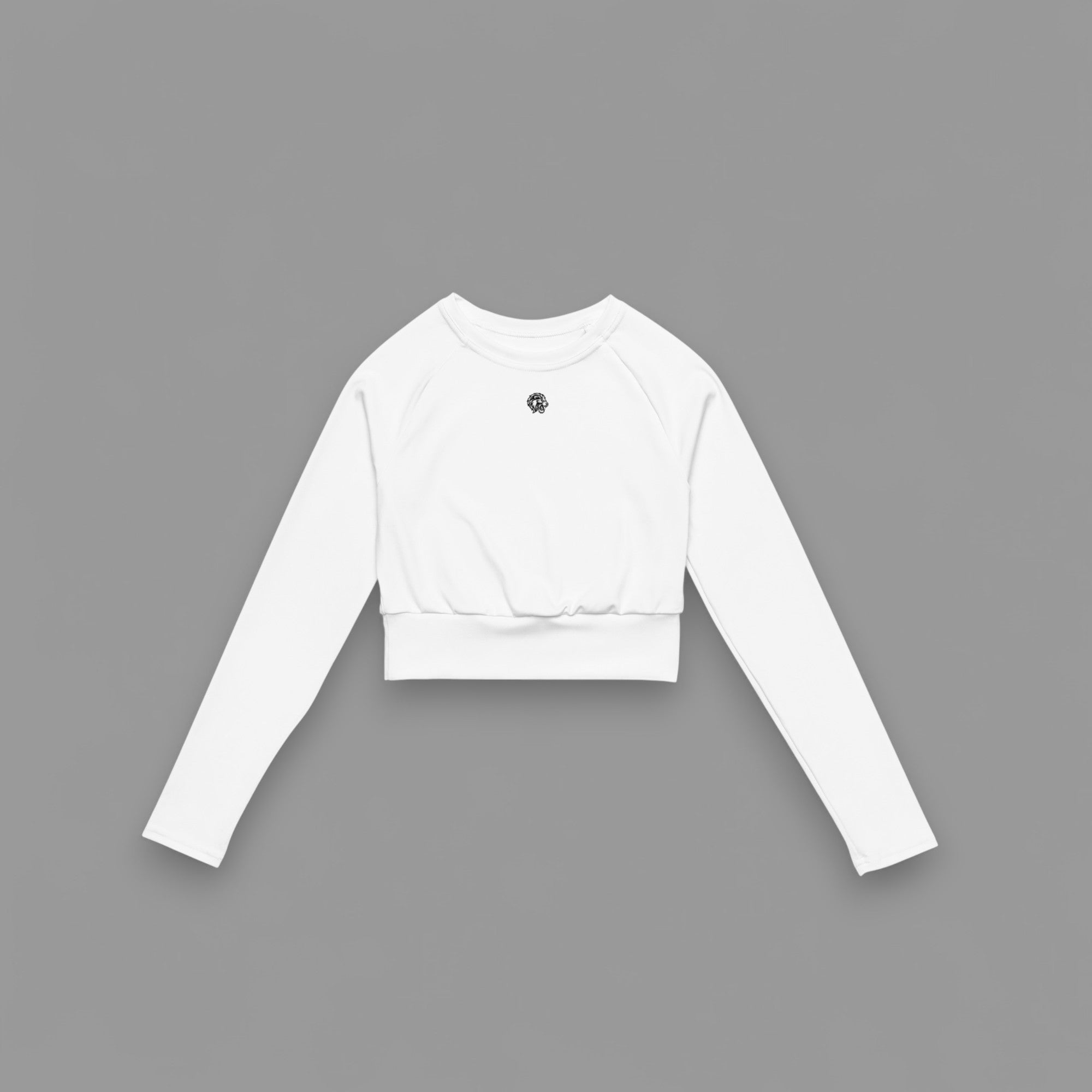 LIONESS "PREMIUM" LONG SLEEVE ATHLETIC CROP TOP IN BLANCO
