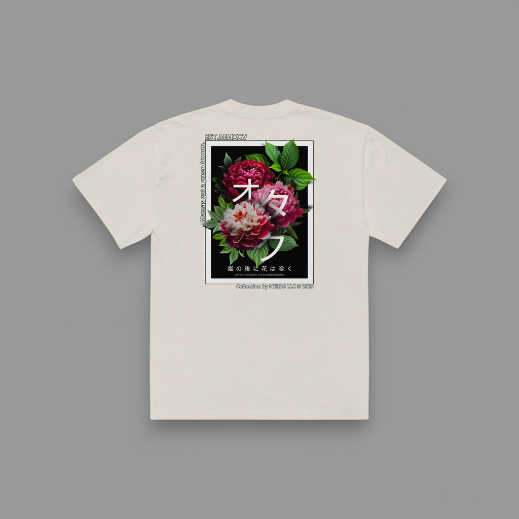 LIONS AND PEONIES "PREMIUM" OVERSIZED BOX TEE IN FADED BONE