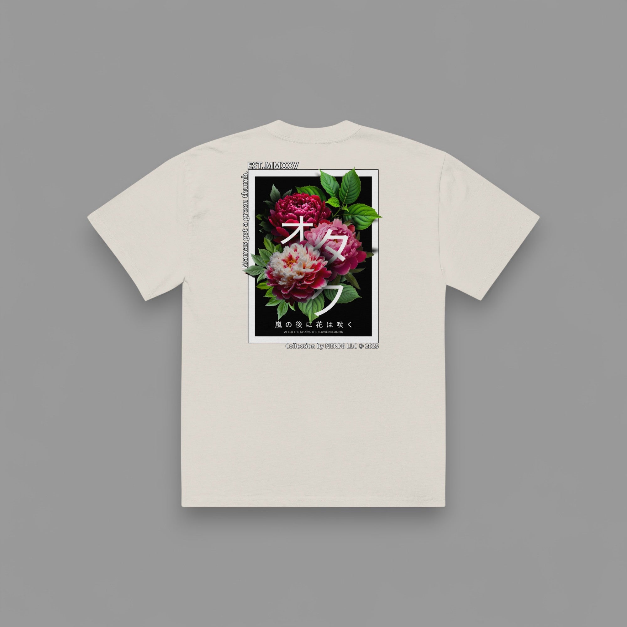 LIONS AND PEONIES "PREMIUM" OVERSIZED BOX TEE IN FADED BONE