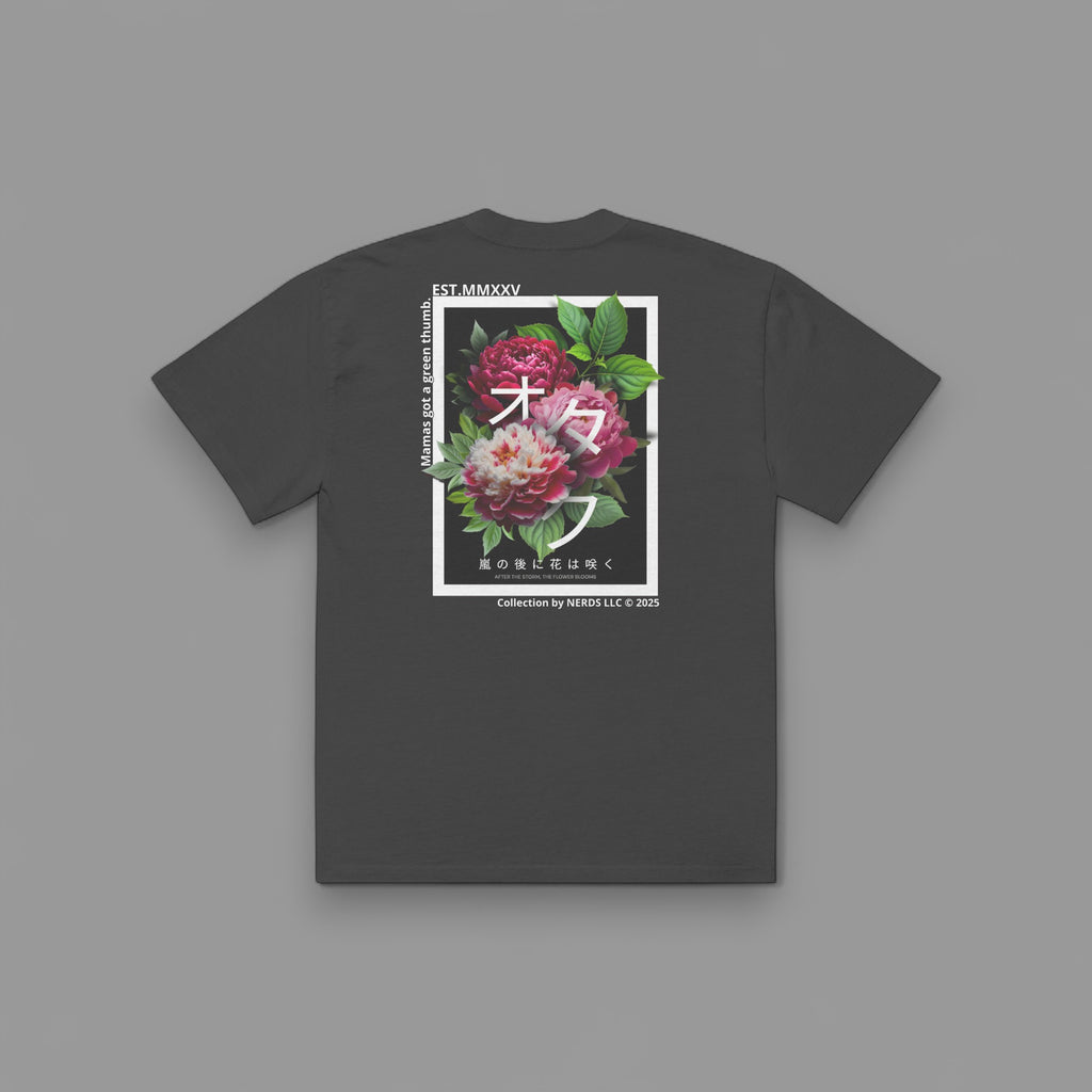 LIONS AND PEONIES "PREMIUM" OVERSIZED BOX TEE IN FADED BLACK