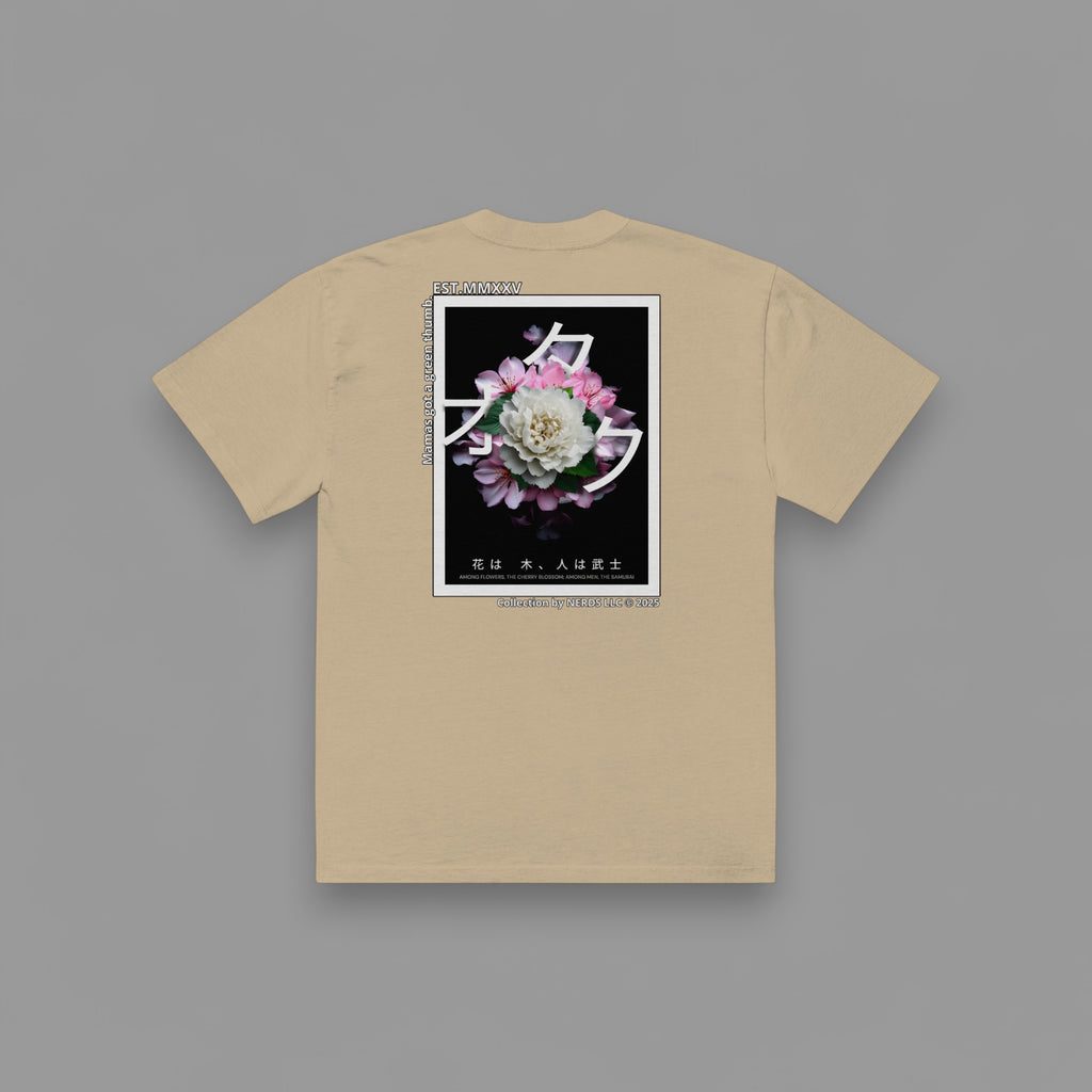 CHERRY BLOSSOM "PREMIUM" OVERSIZED BOX TEE IN FADED KHAKI